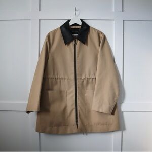 Massimo Dutti cotton coat with faux leather details